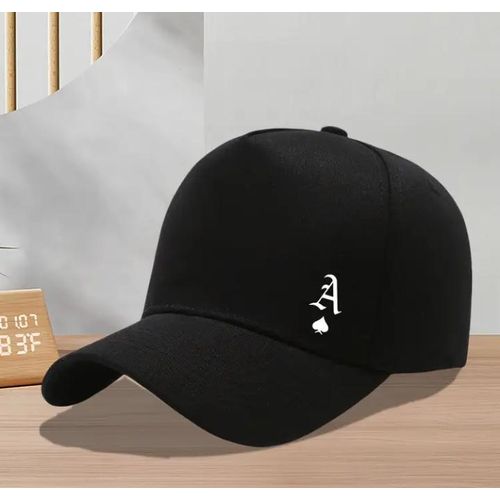 Sports Print Face Cap: Black