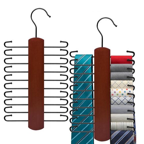 2Pcs Multifunctional Wooden Tie Rack 10 Hook for Bras tie Scarps Belt undergarments