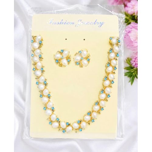 Elegant Fashion Women'S Faux Pearl Necklace Stud Earrings Set, Party Wedding Daily Wears