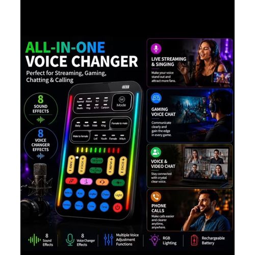 i9 Real-Time Voice Changer for Mobile Phone, Laptop, PlayStation Etc, Can Change Male Voice to Female Voice, Female Voice to Male Voice, Child Voice, Uncle Voice, Queen Voice, Game Live, Voice Chat, Video Production Voice Dubbing & Accompaniment.