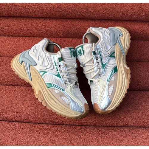Unisex Chunky Futuristic Multi-Panel Mesh Sneakers - White, Green & Beige Dad Shoes