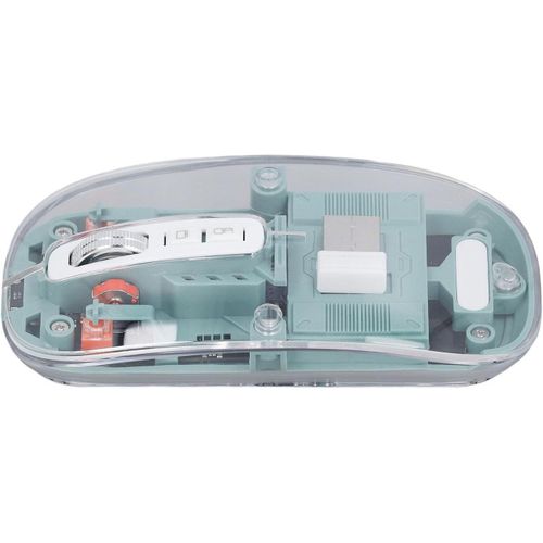 Transparent Bluetooth Wireless Mouse, Transparent Shell Metal Scroll, Adjustable DPI Light Mode, with USB Receiver, Support 2.4G, BT1, BT2 3 Mode, for PC, Laptop, Smartphone, Tablet (Green)