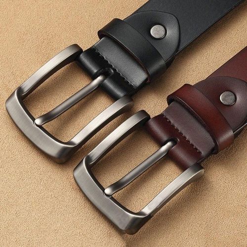 100% Cow Leather 2 in 1 Mens Belt, High Quality Black and Brown