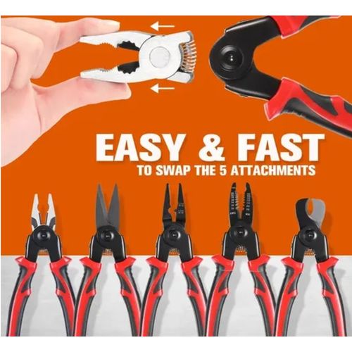 Multifunctional 5-in-1 Interchangeable Head Pliers Tool Set