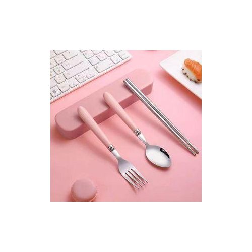 3 PICS KIDS QUALITY STAINLESS STEEL CULTERY SET WITH STORAGE BOX