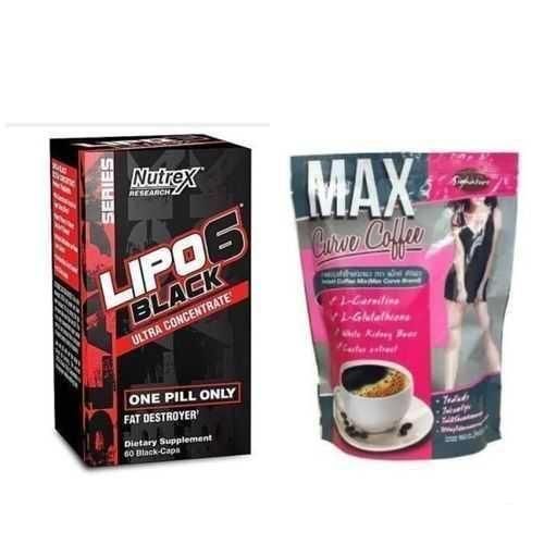Lipo 6 Black Ultra Concentrate Fat Destroyer WEIGHT LOSS + Max Curve Coffee Slimming Tea 2pcs