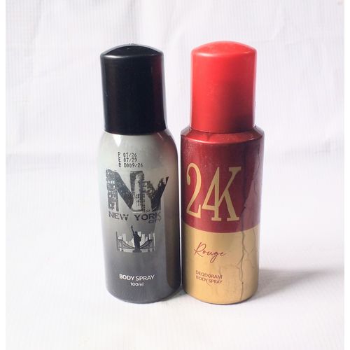 Perfume Special 2 in 1 Combo of New York NYC and 24KRed Rouge Deodorant Body Spray 100ml EDP (Unisex), NAFDAC Number: NYC: 02-9456, 24KRed: A2-104375L
