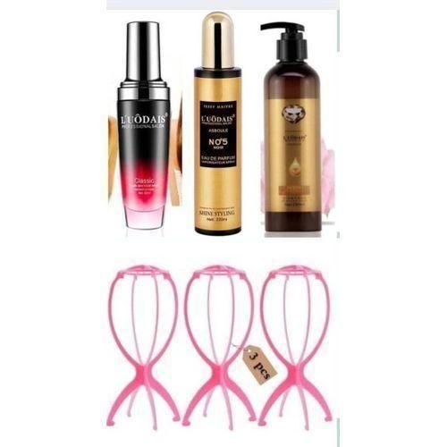 3pcs Wig Stand, Hair Serum, Spray, Curl Keeper Combo