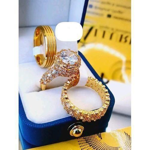 Pure Radiance Gold Wedding Ring Set (Non Fading)