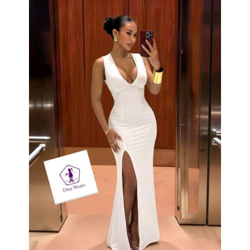 Stylish and classy ladies white gown