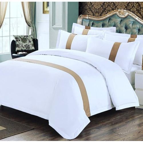 White Golden Bedsheet + 2pillowcases Duvet