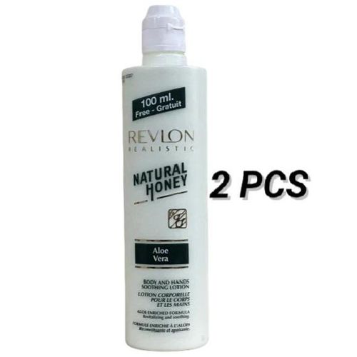 Revlon-Realistic Natural Honey Aloe Vera Body and Hands Soothing Lotion 600ml-2 Piece.