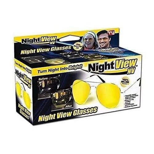 Night View NV Anti-Glare Night Driving Glasses - HD Vision Aviator Yellow Lens