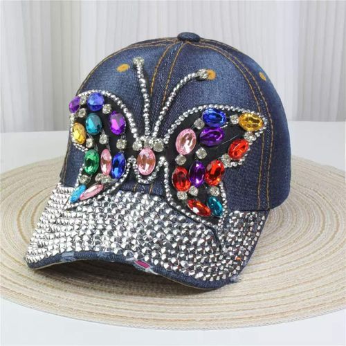 Bling Rhinestone Unisex Face Cap - Black