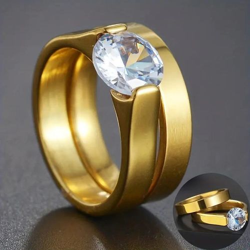 2Pcs Gold-Plated Wedding Ring Set