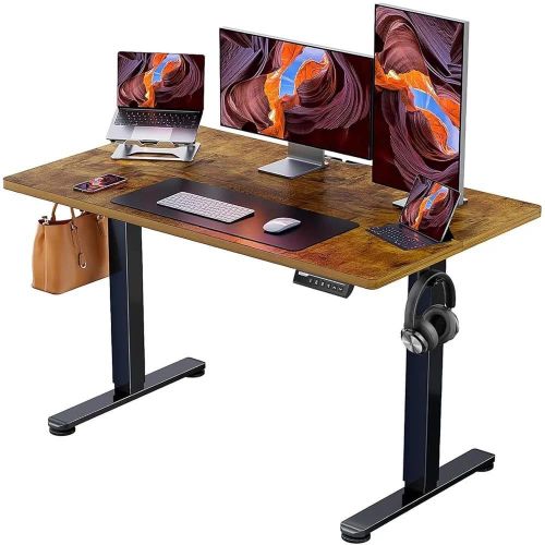 Modern Adjustable Height Electric Standing Desk(1.4mtr) Brown top