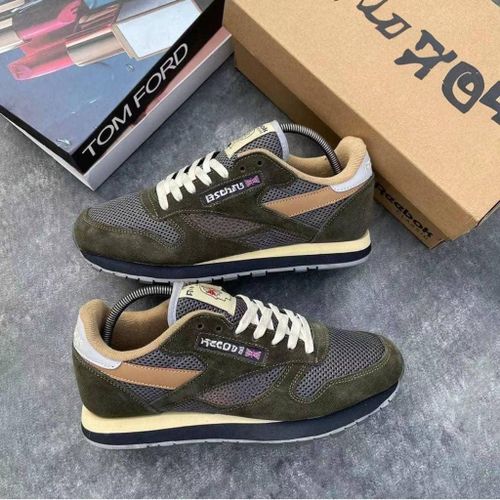 Unisex Olive Green Suede Mesh Classic Sneakers – Multi-Color Retro Running Shoes