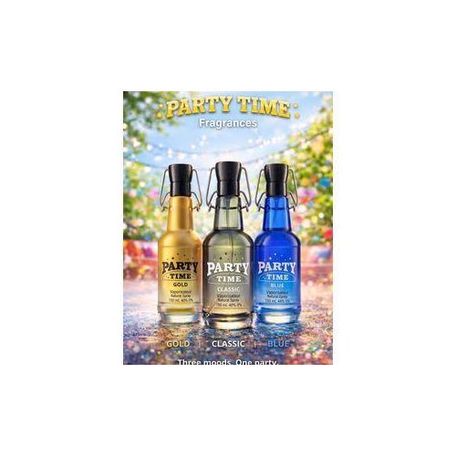 PARTY TIME (GOLD,CLASSIC, BLUE) PERFUME EDT 100ML (3, colors) NAFDAC REGISTRATION NUMBER: 02-8228