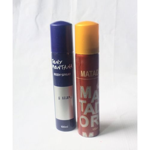 Perfume Tony Montana and Matador Body Deodorant Spray 100ml (unisex use) NAFDAC NUMBER: Tony Montana Body Spray: 02-3839, Matador Body Spray: 02-9445