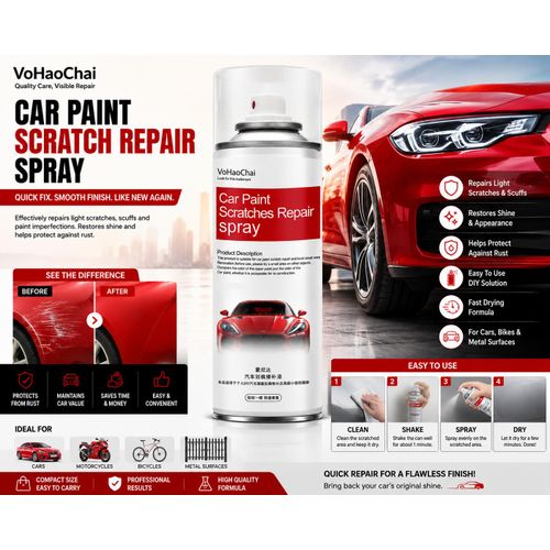 VoHaoChai Car Paint Scratch Repair Spray - Quick Scratch Remover, Auto Touch Up Paint Spray, Car Body Paint Restorer, Anti-Rust Coating, DIY Scratch Repair for Cars, Motorcycles & Metal Surfaces