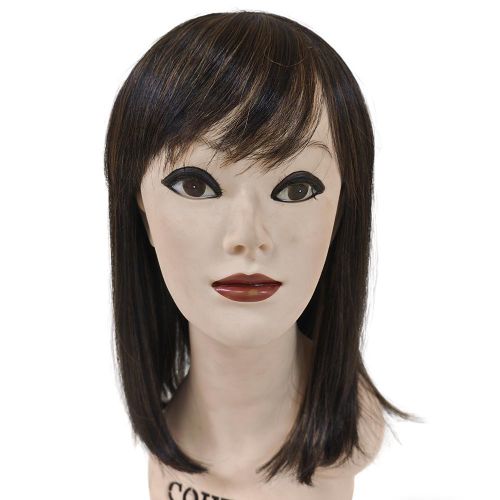Synthetic Hair Wig Black With Gold color Straight Hair Heat Resistant Fiber Made Machine Wig with bang Hair Synthetic Hair Wig For Women
