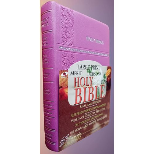 Holy Bible KJV Large Print Merit Personal Reference Edition,Thumb index Pink Leather Color