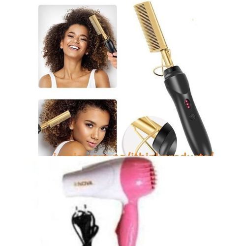 Hair Electric Hot Comb Straightener+ Mini Hand Dryer