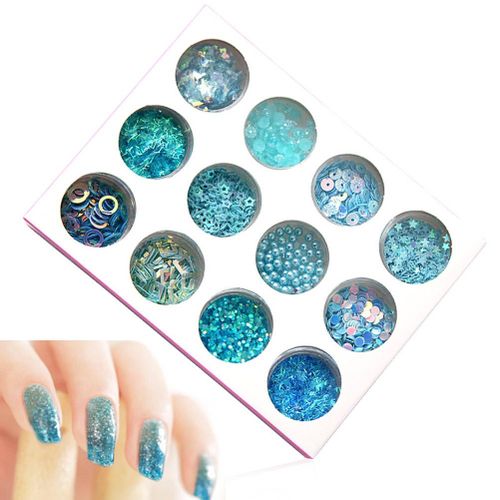 12 Pcs Box Nails Sequin Sticker Rhinestones Nail Art UV Gel Manicure Polish Varnish Tips Decor Tools New2 NO5119