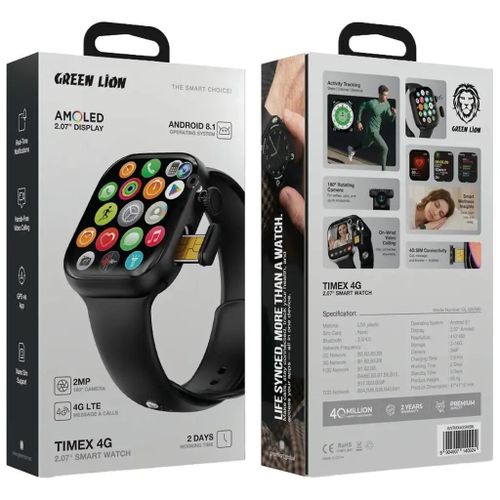 New AMOLED 2.07 DISPLAY 8.1 4G LTE Message & Calls Nano Sim Support TIMEX Smart Watch Wrist Watch for Men & Woman- 2MP 180° Camera