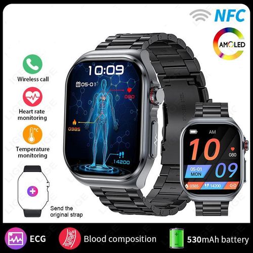 ECG+PPG Smart Watches Men Blood Glucose Monitor Health Blood Pressure Measurement IP68 Smartwatches