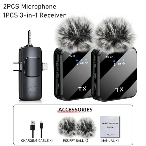 3-in-1 Noise Cancelling Wireless Clip Microphone