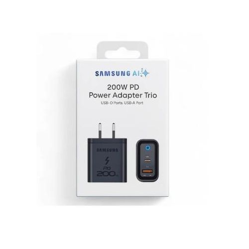 Samsung 200W PD AI Power Adapter Trio Type C Port and Lightning Port