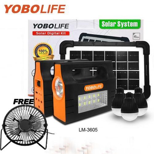 Very Strong & Reliable Portable Solar Kit With 3 Bulbs,Solar Panel For Home & Office + Free USB FAN