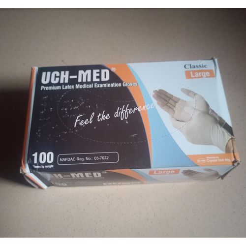 Latex hand glove- Surgical- UCH MED- 100 Pcs - High quality - white colour - with powder- elastic