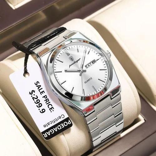 Men High Quality Stainless Steel Watch - Water Resistant . White face