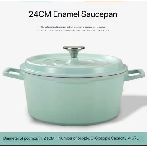 24CM Modern Ceramic Enamel Dual-Handle Nonstick Cookware Pot