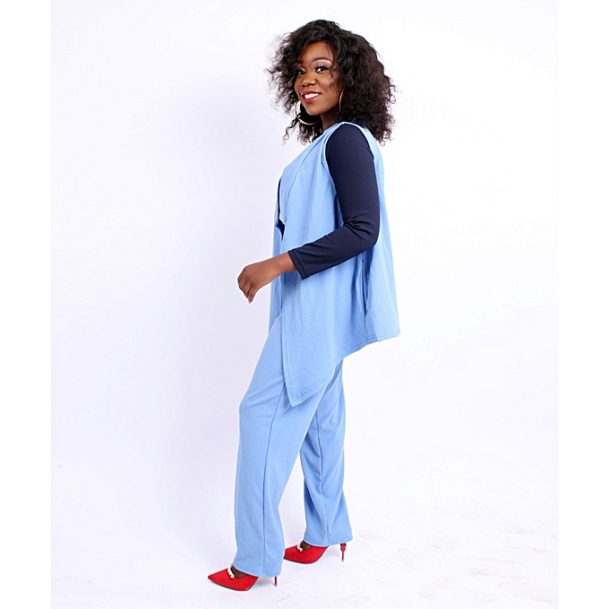 powder blue outfit