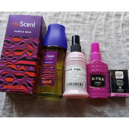 Myscent 100ml, pink Suger 100ml,X-tra 50ml and touch pink 5ml = 4 items