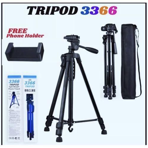 3366 Professional Aluminum Tripod Stand with Phone Holder