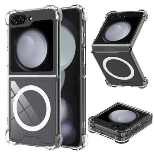 Galaxy Z Flip 4 Transparent Silicone Case & Pouch For – Sleek Black Design with Camera Protection, Shockproof Defense & Scratch-Resistant Durability.