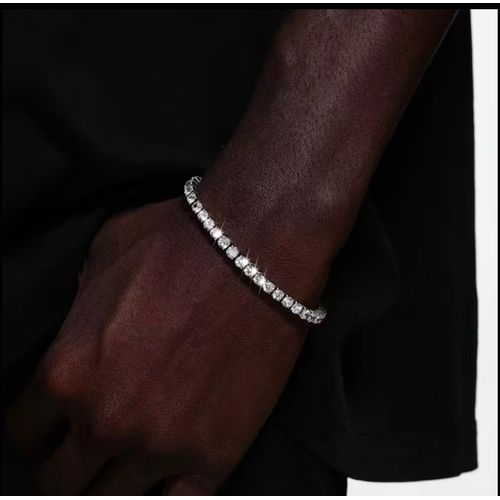 Light luxury fashionable ice tennis bracelet ice for men shiny cubic synthetic zirconia Cuban jewelry set