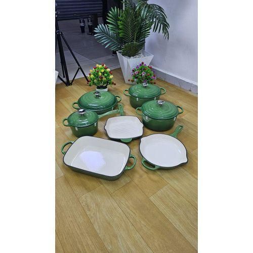 Enamel 7-Piece Kitchen Dutch Oven Cast Iron Cookware Casserole