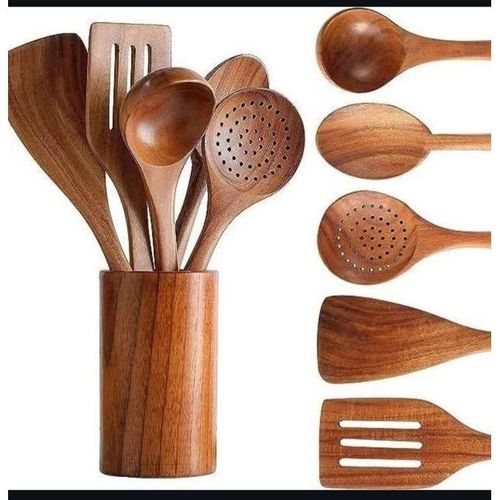 WOODEN Kitchen Utensils Set,Wooden Spoons For Cooking Natural