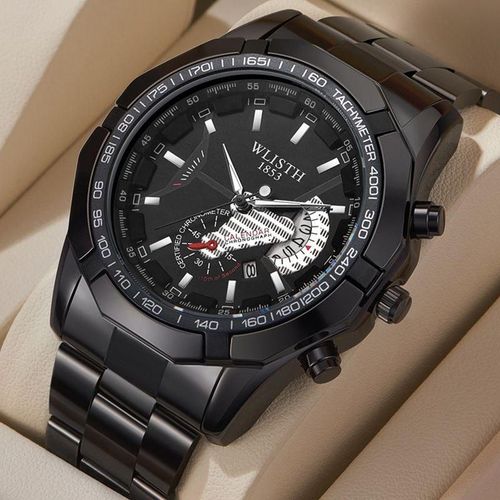 Sporty Quartz Men's Wrist Watch And Box - Gift Idea - Black