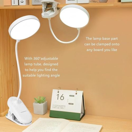 Desk Lamp With Clip Eye Protection USB Rechargeable Table Lamp Bedside Reading Night Light