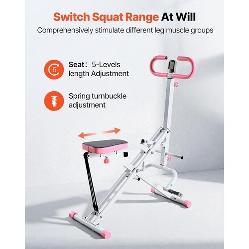 Squat Machine Foldable Abdominal Trainer Machine With LCD Display Black Home Gym Workout