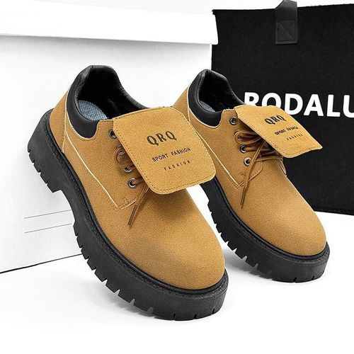 Men's Suede Flap Platform Casual Chunky Sole Work Shoes