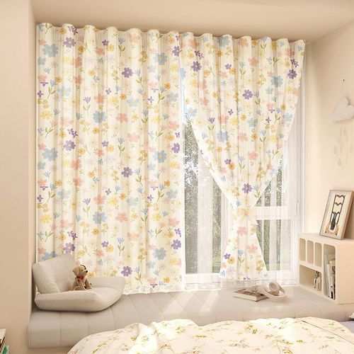 2PCS Punch-free Velcro Blackout Curtain For Bedroom Window Curtains