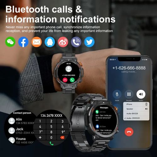 Smartwatch HT17 Outdoor Heart Rate Sporty Round BT Talking Triple Defence Watch