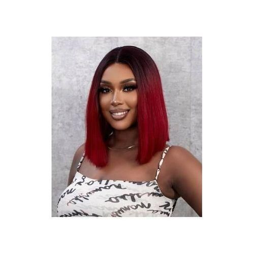 Desirable Blunt Cut Wig With Closure (Burgundy Ombre)